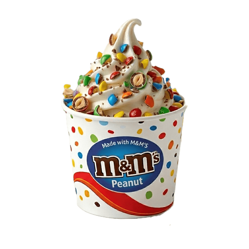 Kubek lodów M&M's Peanut z posypką i bitą śmietaną