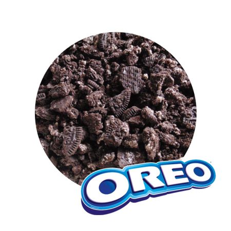 Kruszonka z ciasteczek Oreo w okręgu, z logo Oreo