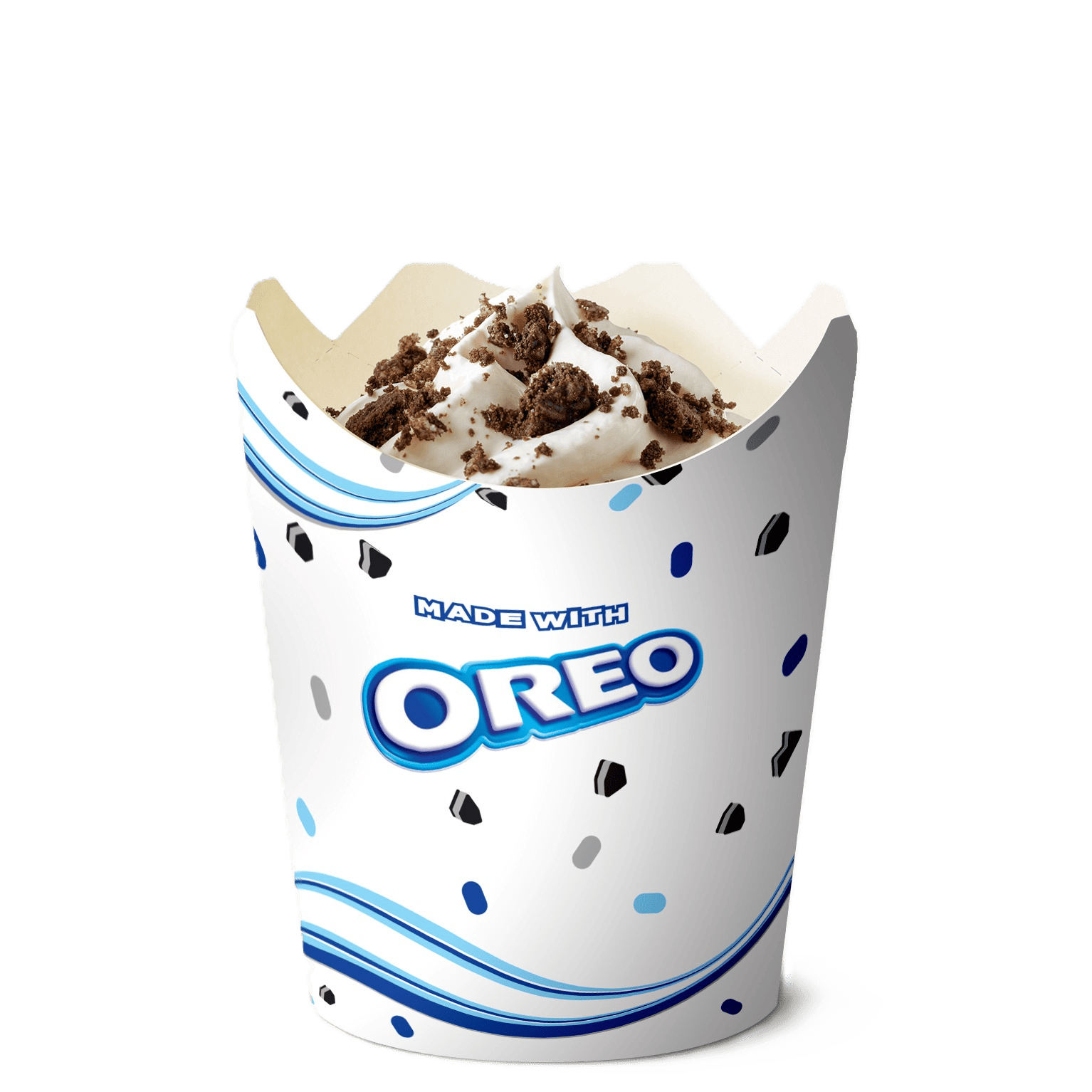 Zdjęcie lodów Oreo w kubku, deser z kawałkami ciasteczek Oreo